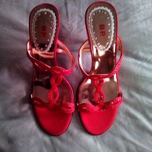 Red B P. Heels never worn